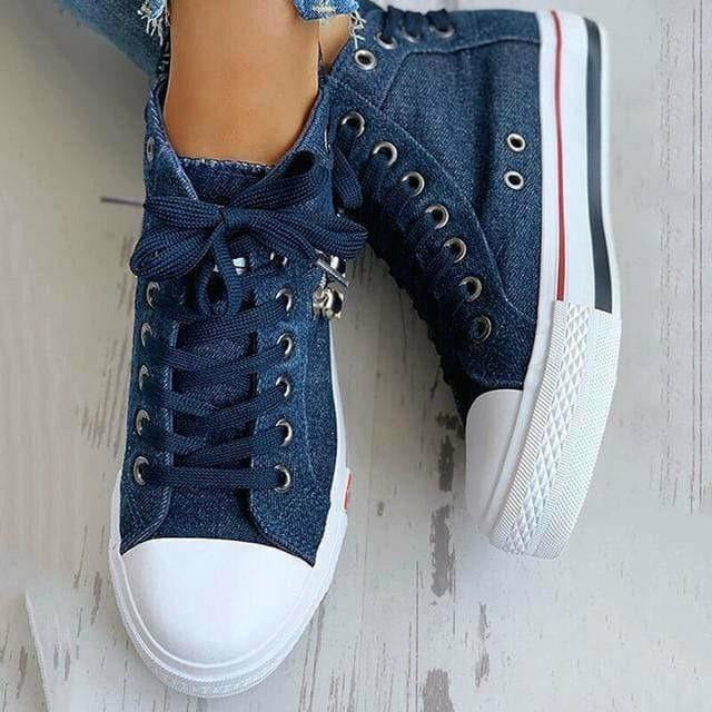 BS Denim Star | Elegante sneakers met veters en gummi zool voor dames