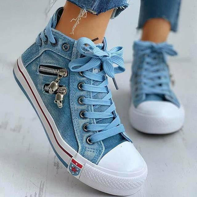 BS Denim Star | Elegante sneakers met veters en gummi zool voor dames