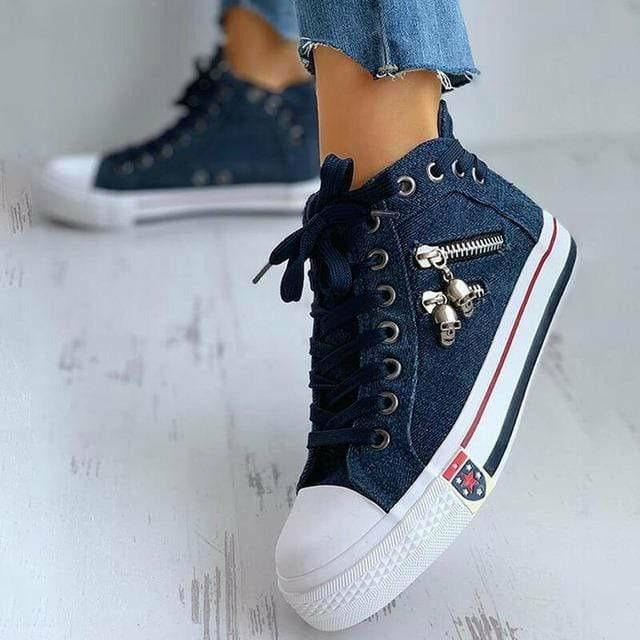 BS Denim Star | Elegante sneakers met veters en gummi zool voor dames