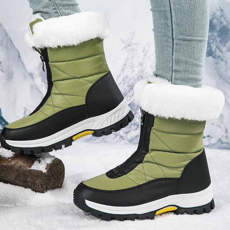 BS Winter Fur | Luxe half hoge snowboots met rits an bonten rand voor dames