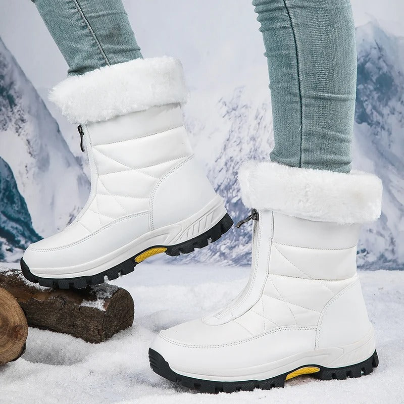 BS Winter Fur | Luxe half hoge snowboots met rits an bonten rand voor dames