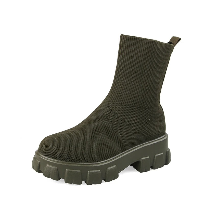 BS Knit Boot | Comfortabele geweven laars met dikke zool voor dames