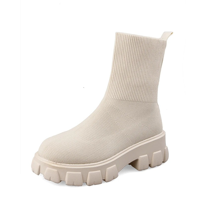 BS Knit Boot | Comfortabele geweven laars met dikke zool voor dames