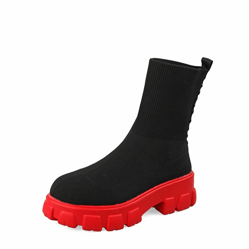 BS Knit Boot | Comfortabele geweven laars met dikke zool voor dames